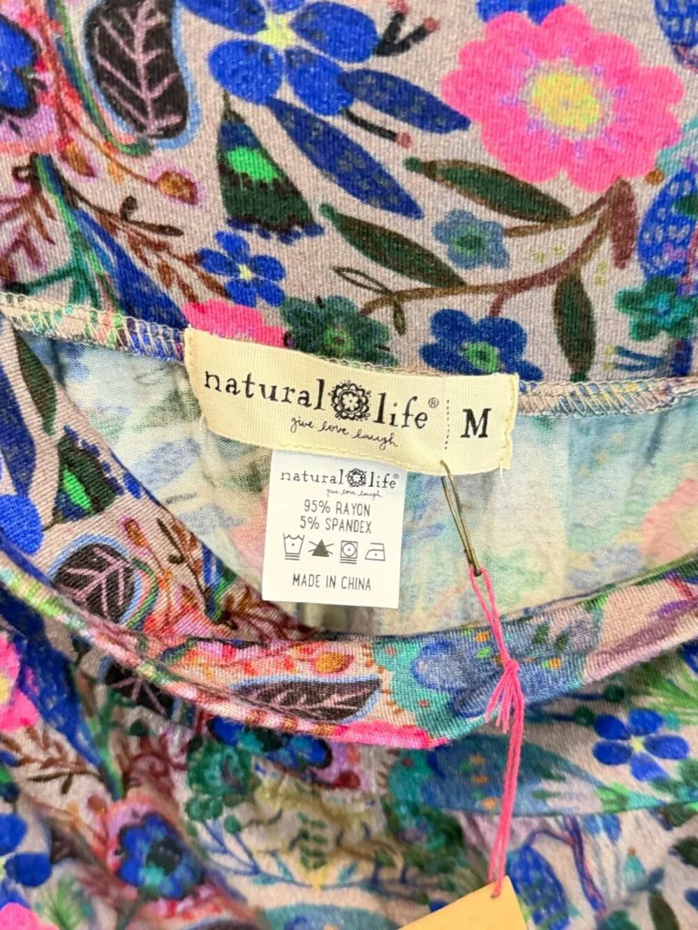 Natural Life Floral Boho Mini Midi Skirt Cottagecore Fairycore Festival Rayon M
